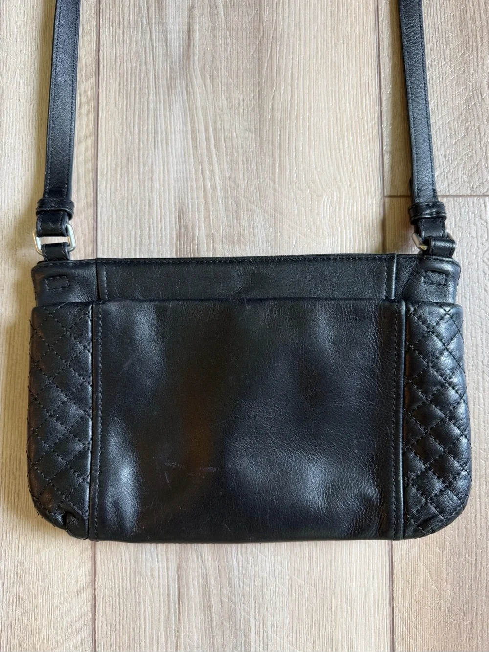 Vera Bradley Carry-All Black Quilted Leather Crossbody Purse